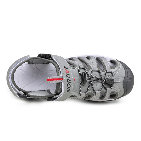 Men's Closed Toe Outdoor Hiking Sandals - GREY RED - 3